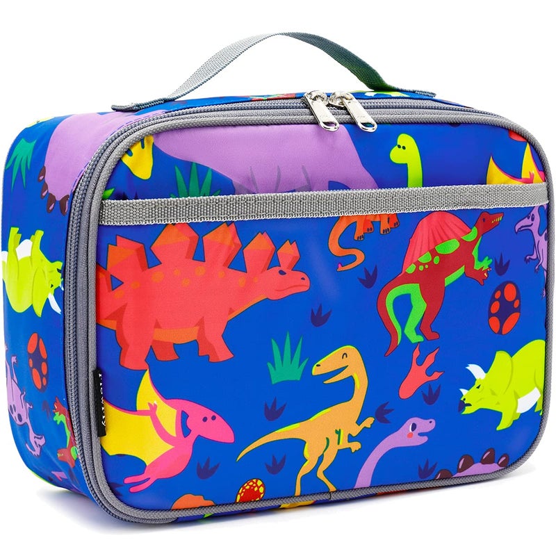 FlowFly Kids Lunch box Insulated Soft Bag Mini Cooler Back to School Thermal Meal Tote Kit for Girls, Boys, Dinosaur - Image 1
